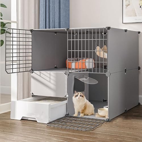 kaninchenställe Katzenlaufstall,Kaninchenstall For Haustiere,Lebensraum For Kleintiere,Großes 3-stöckiges Laufstall Mit Tür Und Geschlossener Katzentoilette,Verwendung For Kätzchen,Hasen, Chinchillas( von HhYyLr