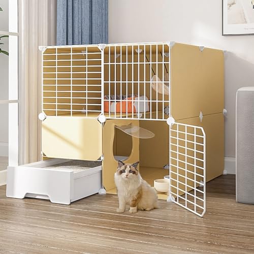 kaninchenställe Katzenlaufstall,Kaninchenstall For Haustiere,Lebensraum For Kleintiere,Großes 3-stöckiges Laufstall Mit Tür Und Geschlossener Katzentoilette,Verwendung For Kätzchen,Hasen, Chinchillas( von HhYyLr