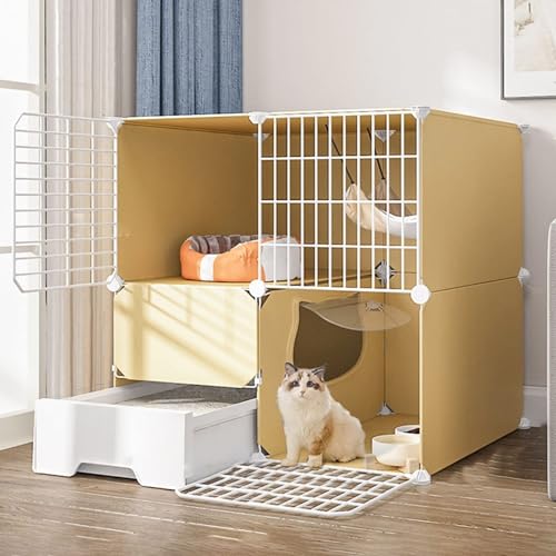 kaninchenställe Katzenlaufstall,Kaninchenstall For Haustiere,Lebensraum For Kleintiere,Großes 3-stöckiges Laufstall Mit Tür Und Geschlossener Katzentoilette,Verwendung For Kätzchen,Hasen, Chinchillas( von HhYyLr