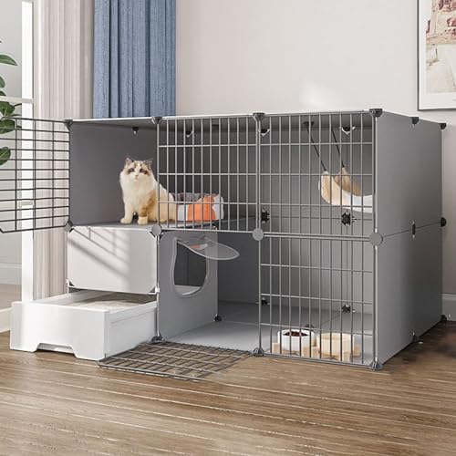 kaninchenställe Katzenlaufstall,Kaninchenstall For Haustiere,Lebensraum For Kleintiere,Großes 3-stöckiges Laufstall Mit Tür Und Geschlossener Katzentoilette,Verwendung For Kätzchen,Hasen, Chinchillas( von HhYyLr