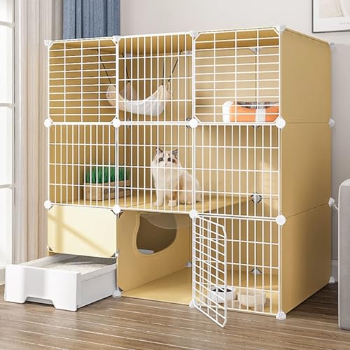 kaninchenställe Katzenlaufstall,Kaninchenstall for Haustiere,Lebensraum for Kleintiere,Großes 3-stöckiges Laufstall Mit Tür Und Geschlossener Katzentoilette,Verwendung for Kätzchen,Hasen, Chinchillas von HhYyLr