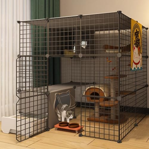 kaninchenställe Katzenlaufstall – Kaninchenstall for Haustiere,Katzenstall for Den Innenbereich Mit Tür Und Geschlossener Katzentoilette,DIY-Laufstall for Haustiere Kleiner Tierkäfig (Color : C1, SI von HhYyLr