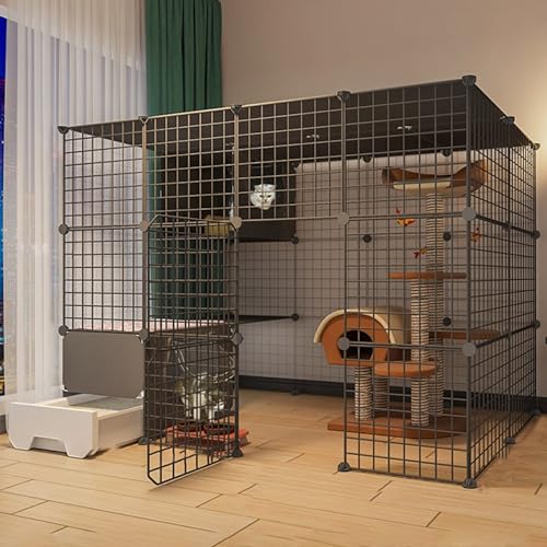 kaninchenställe Katzenlaufstall – Kaninchenstall For Haustiere,Katzenstall For Den Innenbereich Mit Tür Und Geschlossener Katzentoilette,DIY-Laufstall For Haustiere Kleiner Tierkäfig(Color:C1,Size:147 von HhYyLr