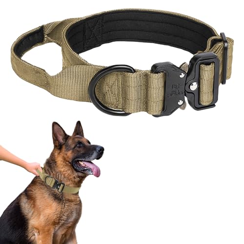 Taktisches Hundehalsband mit Kontrollgriff, Verstellbares Militärisches Training Nylon Hundehalsband Dickes Hundehalsband Heavy Duty Schnellverschluss Metallschnalle Hundehalsband für mittelgroße bis von HhiMyOct