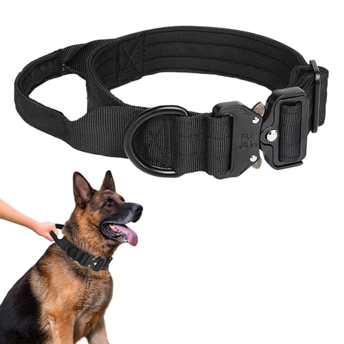 Taktisches Hundehalsband mit Kontrollgriff, Verstellbares Militärisches Training Nylon Hundehalsband Dickes Hundehalsband Heavy Duty Schnellverschluss Metallschnalle Hundehalsband für mittelgroße bis von HhiMyOct