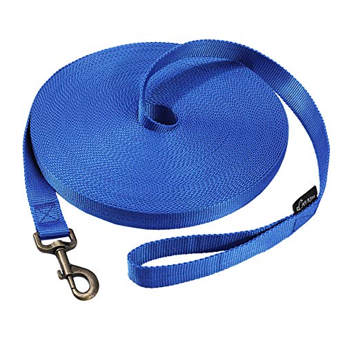 HIKISS lange Hundeleine Gehorsamkeits-Schleppleine mit dickem Material für große Hunde – 4,5 m 6,1 m 9,1 m 15,2 m 30,5 m Trainingsleine (blau 6,1 m) von Hi Kiss