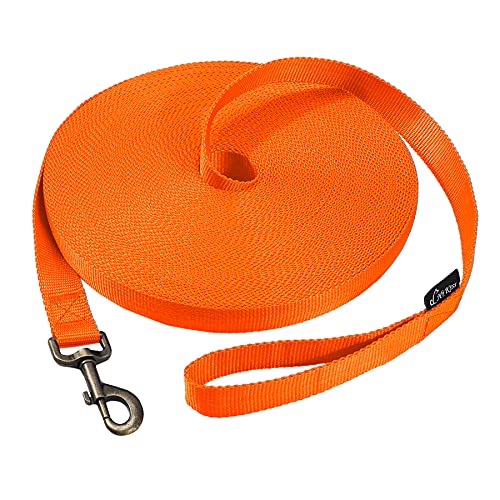 HIKISS lange Hundeleine Gehorsamkeits-Schleppleine mit dickem Material für große Hunde – 4,5 m 6,1 m 9,1 m 15,2 m 30,5 m Trainingsleine (orange 4,6 m) von Hi Kiss