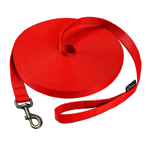 HIKISS lange Hundeleine Gehorsamkeits-Schleppleine mit dickem Material für große Hunde – 4,5 m 6,1 m 9,1 m 15,2 m 30,5 m Trainingsleine (rot 15,2 m) von Hi Kiss