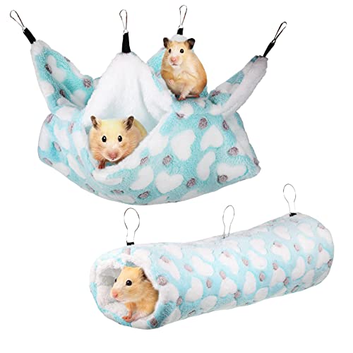 Hi.FANCY 2 Stück kleine Haustierkäfig Hängematte Hängetunnel Matten Set Kleine Tiere Bett Hängende Käfig Guinea Hängematte Käfig Nickerchen Sack für Hamster Frettchen Ratte Meerschweinchen Spielzeug von Hi.FANCY