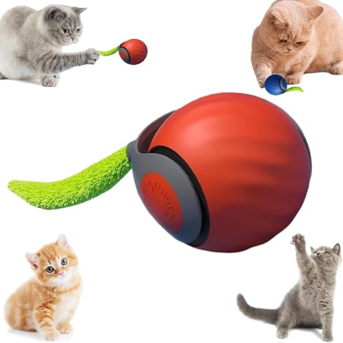 HiCWX Speedy Tail 2.0, Speedy Tail Katzenspielzeug, interaktives Katzenspielzeug für Indoor-Katzen, intelligenter interaktiver Katzenspielzeugbälle, selbstrollender intelligenter Katzenspielzeugball, von HiCWX