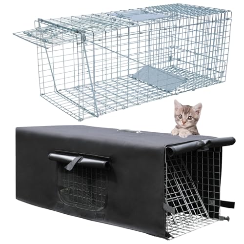 Heavy Duty Folding Tier Fallen Käfig für streunende Katzen, Live-Tier-Falle Käfig mit Deckel, Humane Katzenfalle für Waschbär, Eichhörnchen, Stinktier, Fang und Freigabe - (81 x 25.4 x 30 cm) von HiCaptain