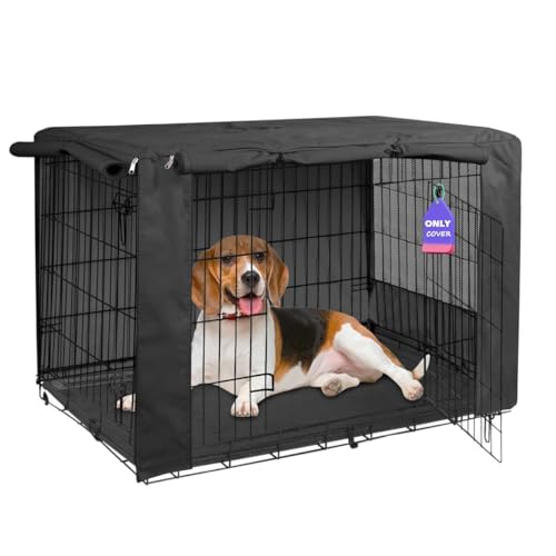 HiCaptain Hundekäfig-Abdeckung, 61 cm, schwarz, atmungsaktiv, passend für 1 2 Türen, Standard-Drahtkäfig (schwarz, 61 cm) von HiCaptain