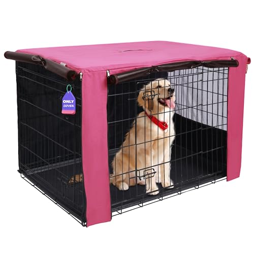 HiCaptain Hundekäfig-Abdeckung für 106,7 cm Drahtkäfige, strapazierfähig, atmungsaktiv, passend für 1 2 Türen, Standard-Drahtkäfig (Rosa, 106,7 cm) von HiCaptain