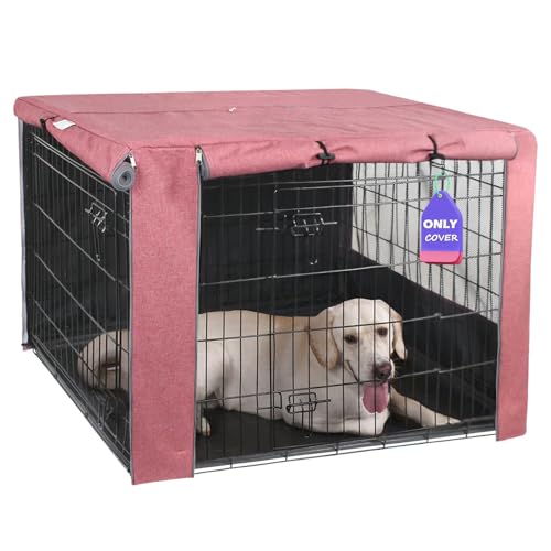 HiCaptain Rosa Hundekäfigabdeckung für 122 cm Drahtkisten, strapazierfähiges Polyester Indoor Hundehütte Abdeckung Universal Fit für 1 2 Türen Standard Metallkäfig (Schwarz) von HiCaptain