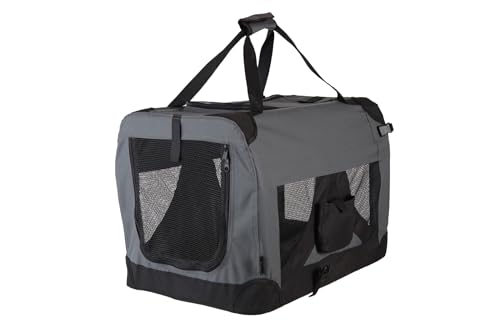 HiPet® Faltbare Transporttasche für große Hunde und Katzen - Grau - Robuste Struktur, Waschbare Abdeckung -Sicherheitsverschluss aus Kunststoff - Ideal für Große Rasse (XL) von HiPet