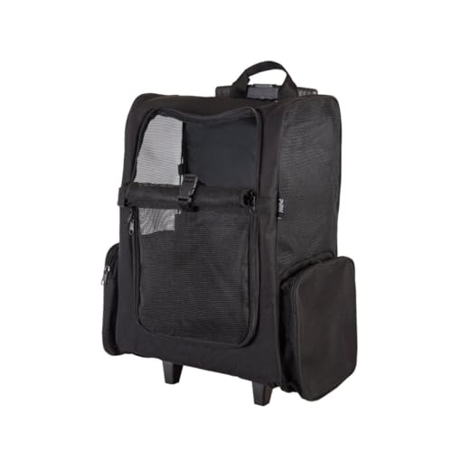 HiPet® Hundetragerucksack mit Rollen - Faltbar - Langlebig - Transporttasche - Pet Backpack - Polyester PVC - Sicherheitsclip - Belüftungsnetz - Teleskopgriff - für Hunde/Katzen bis 10 kg (Schwarz) von HiPet