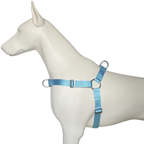 Hiado Hundegeschirr mit Frontclip und Rückenclip kein Ziehen verstellbar für kleine mittelgroße große Hunde himmelblau L von Hiado