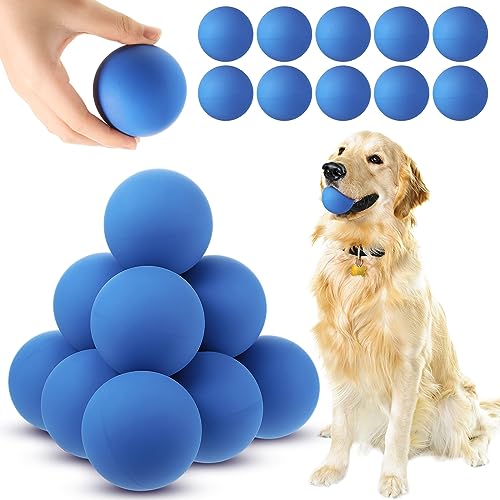 Hiboom Tennisbälle aus Naturkautschuk für Hunde, zum Apportiertraining, 6,1 cm, interaktiv, hohe Sprungkraft und schwimmfähiges Haustierspielzeug für Park, Strand, Geschenk, Blau, 15 Stück von Hiboom