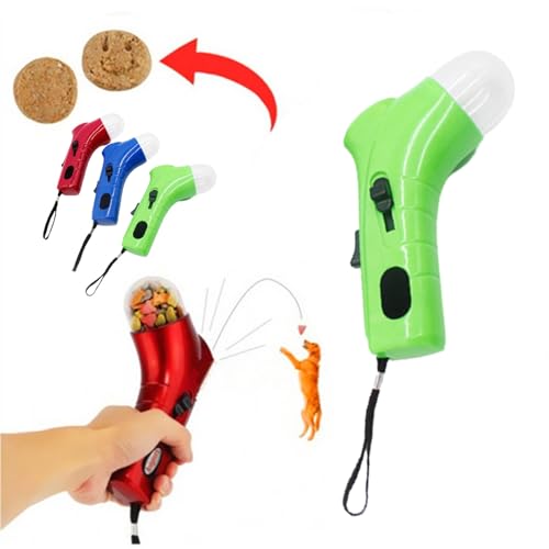 Cat Treat Gun Spielzeug – Interaktiver Cat Treat Dispenser und Dog Treat Launcher, Handfütterung Spielzeug für Katzen und Hunde (Grün) von Hiborth