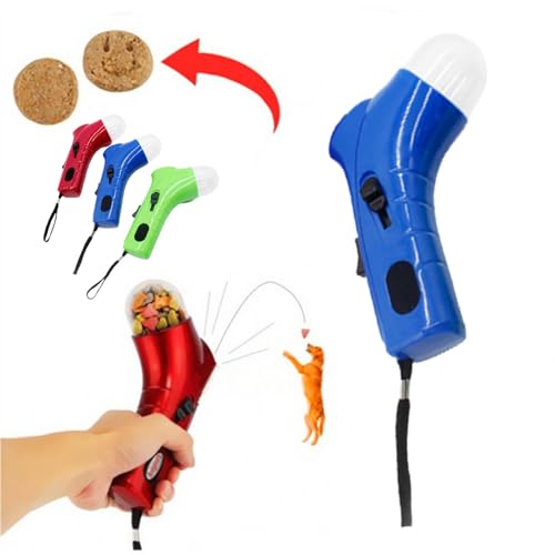 Hiborth Cat Treat Gun Spielzeug – Interaktiver Cat Treat Dispenser und Dog Treat Launcher, Handfütterung Spielzeug für Katzen und Hunde (Blau) von Hiborth