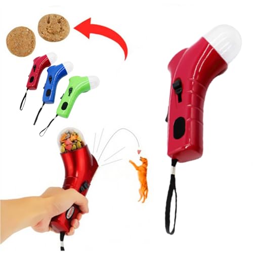 Hiborth Cat Treat Gun Spielzeug – Interaktiver Cat Treat Dispenser und Dog Treat Launcher, Handfütterung Spielzeug für Katzen und Hunde (Rot) von Hiborth