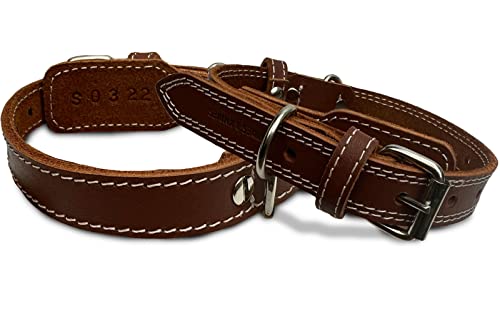 Hides & Knives Hundehalsband aus Leder mit verstärkter Hardware, robustes Hundehalsband für alle Rassen, aus genarbtem Echtleder, das weich und langlebig ist (Braun, SM) von Hides & Knives