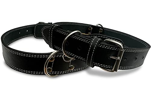 Hides & Knives Hundehalsband aus Leder mit verstärkter Hardware, robustes Hundehalsband für alle Rassen, aus genarbtem Echtleder, das weich und langlebig ist (Schwarz, XL) von Hides & Knives