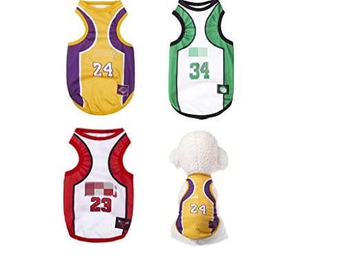 3er-Pack Hundehemd Kleidung für kleine Hunde Mädchen Welpen Kleidung für Chihuahua Yorkies Bulldogge Kleidung für mittelgroße Hunde Junge Basketball Trikot Haustier Outfits Hundeshirt Bekleidung Zubehör (S (1,1–1,6 kg), 3er-Pack) von Hididi