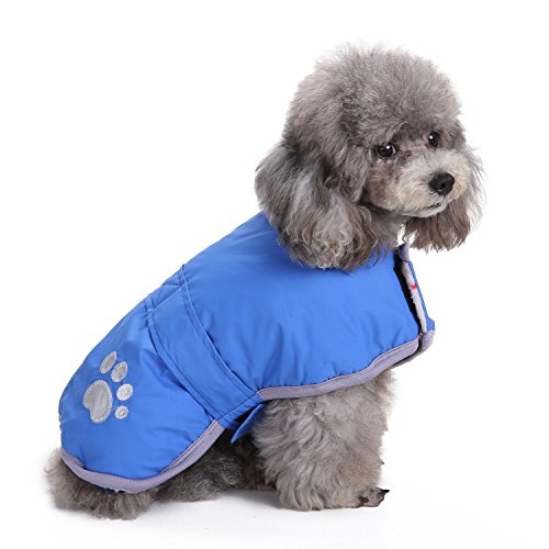 Hundemantel, warme Hundejacken für kleine Hunde, reflektierender Hunde-Wintermantel, wasserdichte Hunde-Schneejacke, dickes Fleecefutter, Hundeweste (Blau, Größe XXL) von Hididi