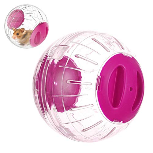 Hamsterball für Kleintiere Mini Transparent Design Hamster Crystal Laufbälle Spielzeug Kleines Haustier Übungsbälle 12cm Mini transparentem Kunststoff Hamster Gymnastikball(Rosa) von Hidyliu