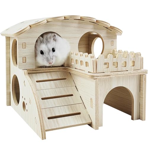 Hamsterhaus, kleines Haus mit Rutsche, Doppeldeckerhütte, Meerschweinchenschloss, Hamsterkäfig-Zubehör, Kleintier-Lebensraum-Dekoration für Hamster von Highland Farms Select