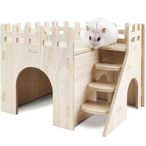 Highland Farms Select Hamsterhaus, kleines Haus mit Rutsche, Doppeldeckerhütte, Hamsterkäfig-Zubehör, Kleintier-Lebensraum-Dekoration für Hamster von Highland Farms Select