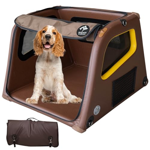 Highpi faltbare tragbare weiche Hundebox für mittelgroße Hunde, wasserdichte Hundehütte für drinnen und draußen, sicher, faltbar, für Auto, Zuhause, Hundetrage 78,9 x 89,9 cm x 63,5 cm (L x B x H) von Highpi