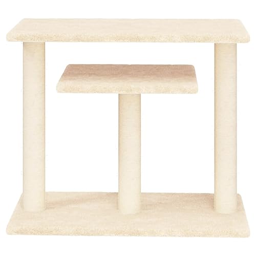 Higsose Innenbereich Aktivitätskratzbäum mit Plattformen 60x34,5x62,5 cm Holz&Plüsch Praktisches Katzen-Spielplatz mit Plattformen Tätigkeitsbereich für Haustiere Entspannen Creme von Higsose