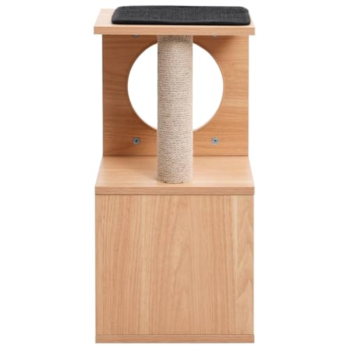 Higsose Innenbereich Aktivitätskratzbäum mit Sisal-Kratzmatte Schwarz 30x30x60 cm Multifunktional Katzen-Spielplatz mit Plattformen Tätigkeitsbereich für Haustiere Stabil Basis Holz&MDF&Plüsch von Higsose