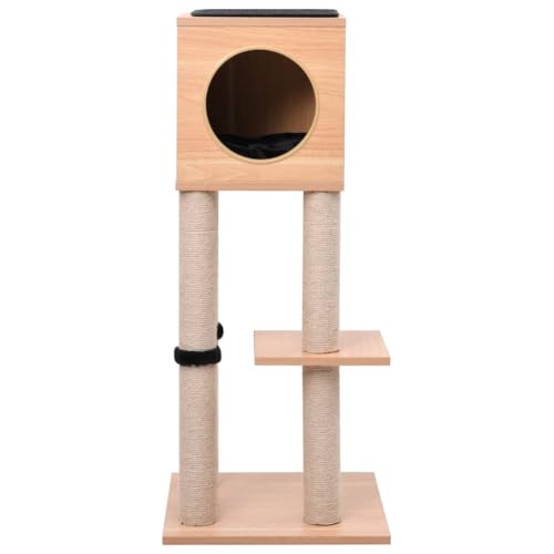 Higsose Innenbereich Aktivitätskratzbäum mit Sisal-Kratzmatte Schwarz 40x40x90 cm Multifunktional Katzen-Spielplatz mit Plattformen Tätigkeitsbereich für Haustiere Stabil Basis Holz&MDF&Plüsch von Higsose