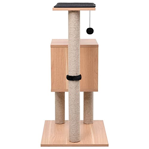 Higsose Innenbereich Aktivitätskratzbäum mit Sisal-Kratzmatte Schwarz 48x40x82 cm Holz&MDF&Plüsch Multifunktional Katzen-Spielplatz mit Plattformen Tätigkeitsbereich für Haustiere Stabil Basis von Higsose