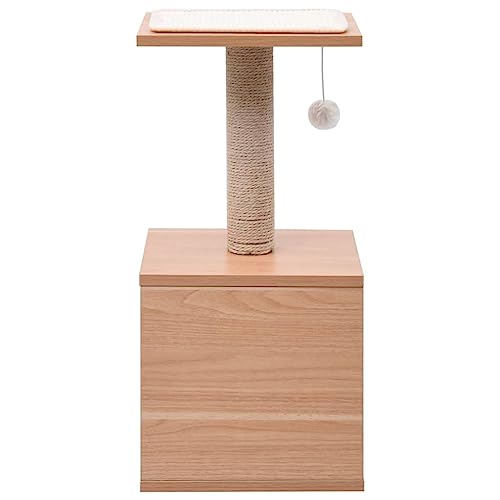 Higsose Innenbereich Aktivitätskratzbäum mit Sisal-Kratzmatte Weiß 30x30x62 cm Multifunktional Katzen-Spielplatz mit Plattformen Tätigkeitsbereich für Haustiere Stabil Basis Holz&MDF&Kunstfell von Higsose