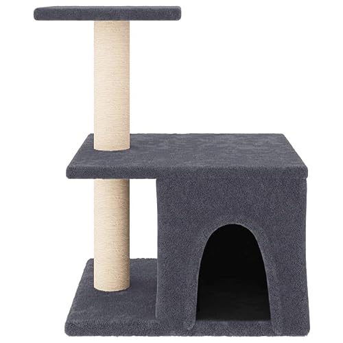 Higsose Innenbereich Aktivitätskratzbäum mit Sisal-Kratzsäulen 42x34,5x48 cm Holz&Plüsch Praktisches Katzen-Spielplatz Weicher Plüsch Tätigkeitsbereich für Haustiere für Krallenschärfen Dunkelgrau von Higsose