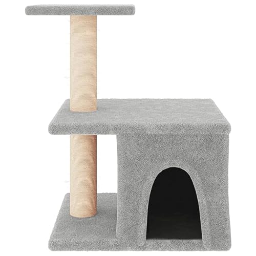 Higsose Innenbereich Aktivitätskratzbäum mit Sisal-Kratzsäulen 42x34,5x48 cm Holz&Plüsch Praktisches Katzen-Spielplatz Weicher Plüsch Tätigkeitsbereich für Haustiere für Krallenschärfen Hellgrau von Higsose