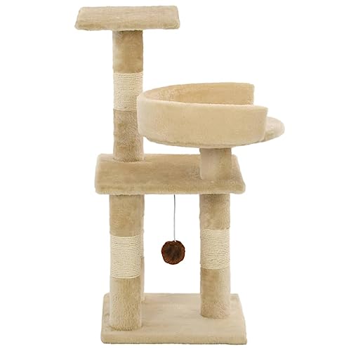 Higsose Innenbereich Aktivitätskratzbäum mit Sisal-Kratzsäulen Beige 30x30x65 cm Katzen-Spielplatz mit Aussichtsplattformen Ruhebereiche Kratzen Klettern Tätigkeitsbereich für Haustiere Katzenmöbel von Higsose