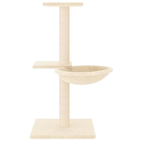 Higsose Innenbereich Aktivitätskratzbäum mit Sisal-Kratzsäulen Creme 46x44x72 cm Katzen-Spielplatz mit Plattformen Tätigkeitsbereich für Haustiere Kratzen Klettern Alles-in-einem-Kratzbaum von Higsose