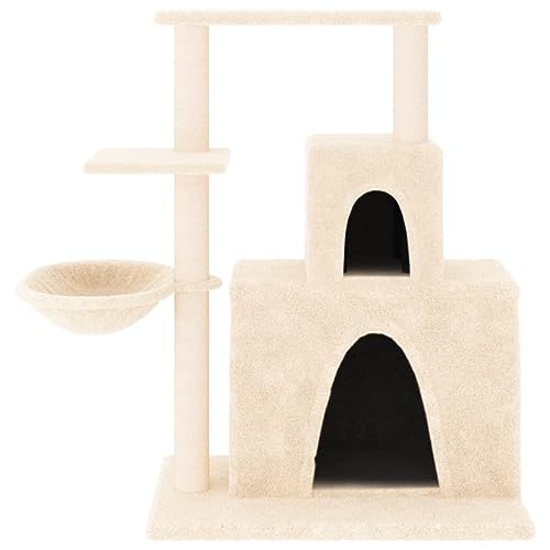 Higsose Innenbereich Aktivitätskratzbäum mit Sisal-Kratzsäulen Creme 61x35x83 cm Katzen-Spielplatz mit Plattformen Tätigkeitsbereich für Haustiere Kratzen Klettern Alles-in-einem-Kratzbaum von Higsose