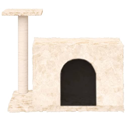 Higsose Innenbereich Aktivitätskratzbäum mit Sisal-Kratzsäulen Creme 66x40x51 cm Holz&Plüsch Tätigkeitsbereich Haustiere mit Ruheplattformen Katzen-Spielplatz Multifunktional Katzen Klettern von Higsose