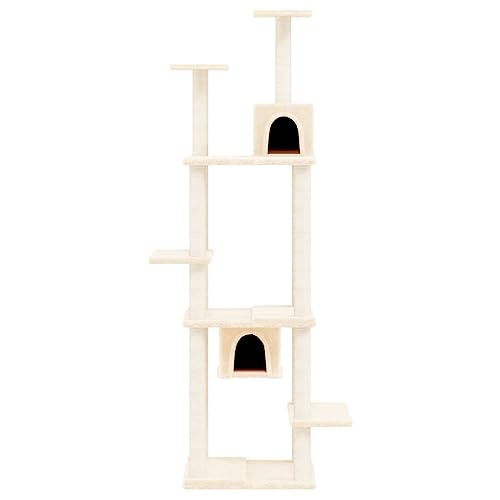 Higsose Innenbereich Aktivitätskratzbäum mit Sisal-Kratzsäulen Creme 78x52x176 cm Alles-in-einem-Katzenturm mit Häusern Plüsch Katzen-Spielplatz Plattformen Tätigkeitsbereich für Haustiere Holz von Higsose