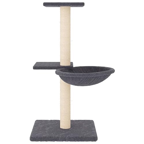 Higsose Innenbereich Aktivitätskratzbäum mit Sisal-Kratzsäulen Dunkelgrau 46x44x72 cm Katzen-Spielplatz mit Plattformen Tätigkeitsbereich für Haustiere Kratzen Klettern Alles-in-einem-Kratzbaum von Higsose