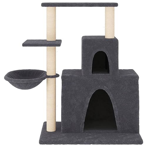 Higsose Innenbereich Aktivitätskratzbäum mit Sisal-Kratzsäulen Dunkelgrau 61x35x83 cm Katzen-Spielplatz mit Plattformen Tätigkeitsbereich für Haustiere Kratzen Klettern Alles-in-einem-Kratzbaum von Higsose