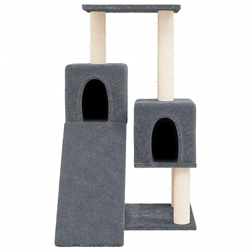 Higsose Innenbereich Aktivitätskratzbäum mit Sisal-Kratzsäulen Dunkelgrau 61x55x82 cm Holz&Plüsch Praktisches Katzen-Spielplatz Weicher Plüsch Tätigkeitsbereich für Haustiere für Krallenschärfen von Higsose