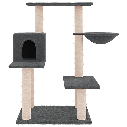 Higsose Innenbereich Aktivitätskratzbäum mit Sisal-Kratzsäulen Dunkelgrau 72,5x59,5x82,5 cm Katzen-Spielplatz mit Plattformen Tätigkeitsbereich für Haustiere Weicher Plüsch Entspannen Holz&Plüsch von Higsose