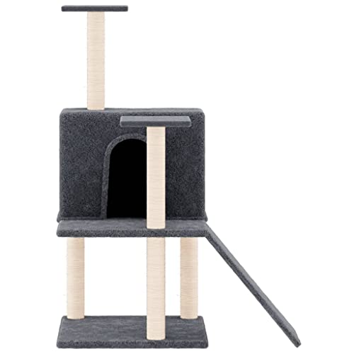 Higsose Innenbereich Aktivitätskratzbäum mit Sisal-Kratzsäulen Dunkelgrau 78x47x109 cm Holz Alles-in-einem-Katzenturm mit Häusern Plüsch Katzen-Spielplatz Plattformen Tätigkeitsbereich für Haustiere von Higsose